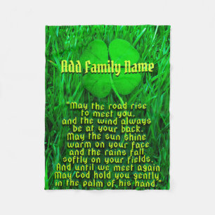 Irish Blessing Add Family Name Fleece Blanket