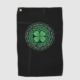 Irish Blessing, Celtic Knot & 4-Leaf Clover Luck V Golf Towel