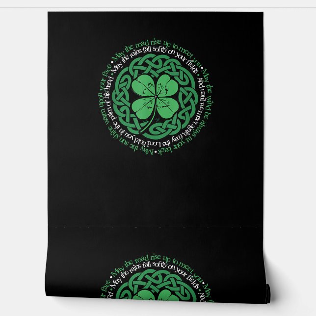 Irish Blessing, Celtic Knot & 4-Leaf Clover Luck V Wallpaper (Unrolling)