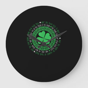 Irish Blessing Celtic Knot 4 Leaf Clover - St. Pat Large Clock