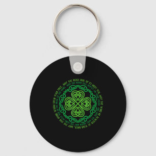 Irish Blessing Celtic Knot &amp; 4-leaf Clover Luc Key Ring