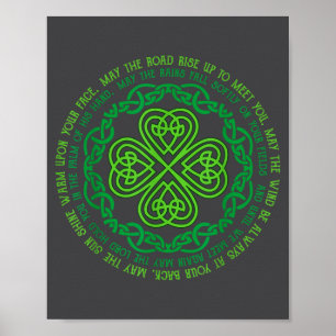 Irish Blessing Celtic Knot &amp; 4-leaf Clover Luc Poster