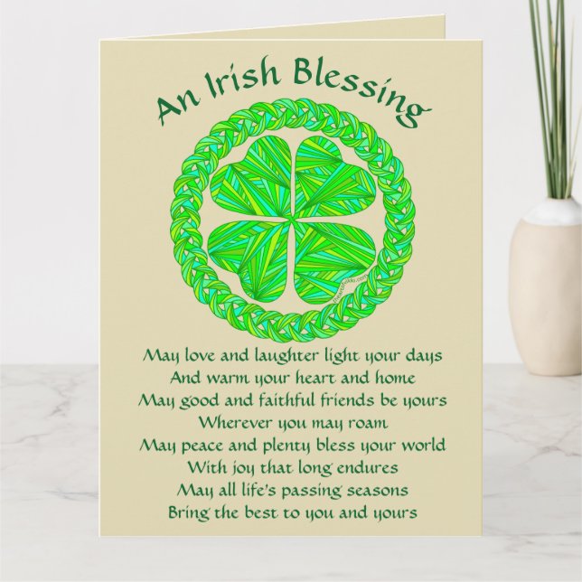 Irish Blessing Celtic Shamrock Card (Front)