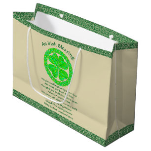 Irish Blessing Celtic Shamrock Large Gift Bag