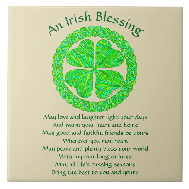 Irish Blessing Celtic Shamrock Tile (Front)