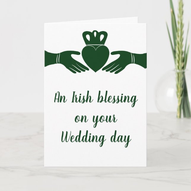 Irish Blessing Claddagh Heart Customisable Wedding Card (Front)