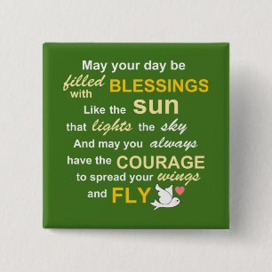 Irish Blessing for Courage - Typography in Green 15 Cm Square Badge