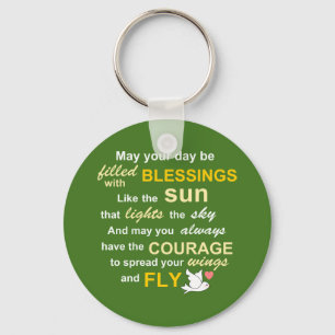 Irish Blessing for Courage - Typography in Green Key Ring