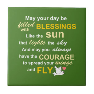 Irish Blessing for Courage - Typography in green Tile