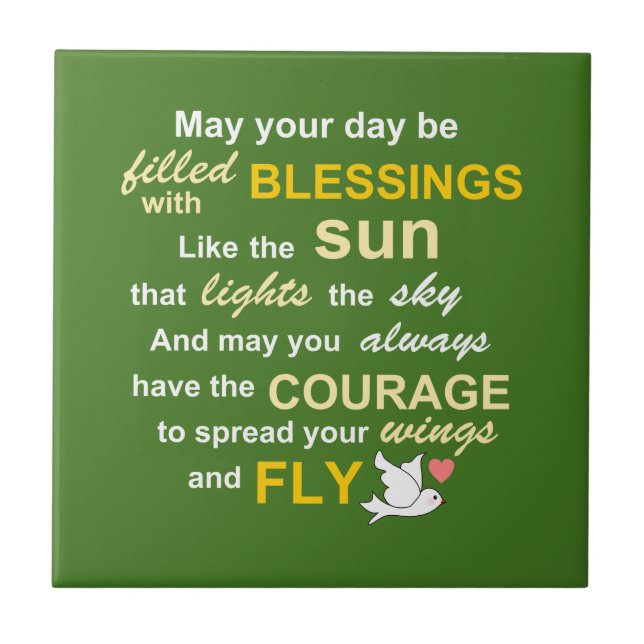 Irish Blessing for Courage - Typography in green Tile (Front)