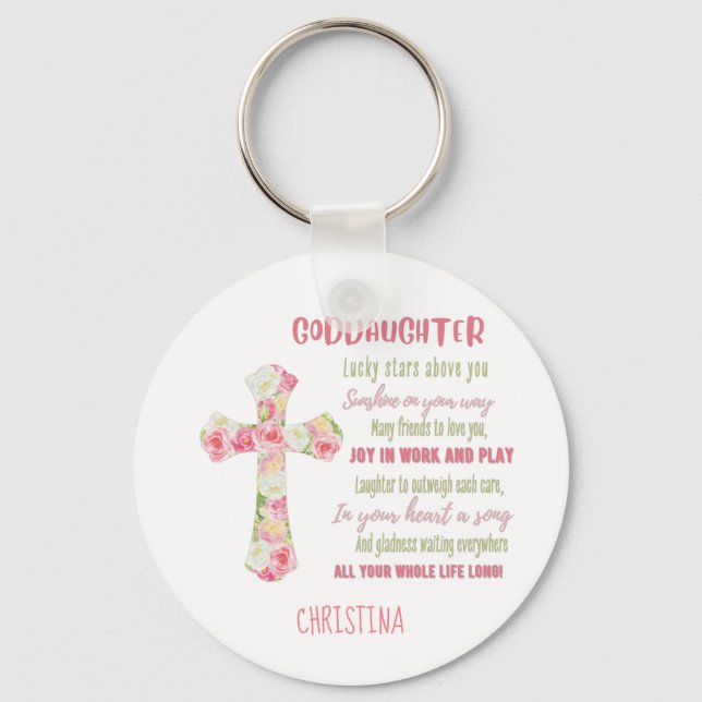Irish Blessing For GODDAUGHTER - Personalised Gift Key Ring (Front)