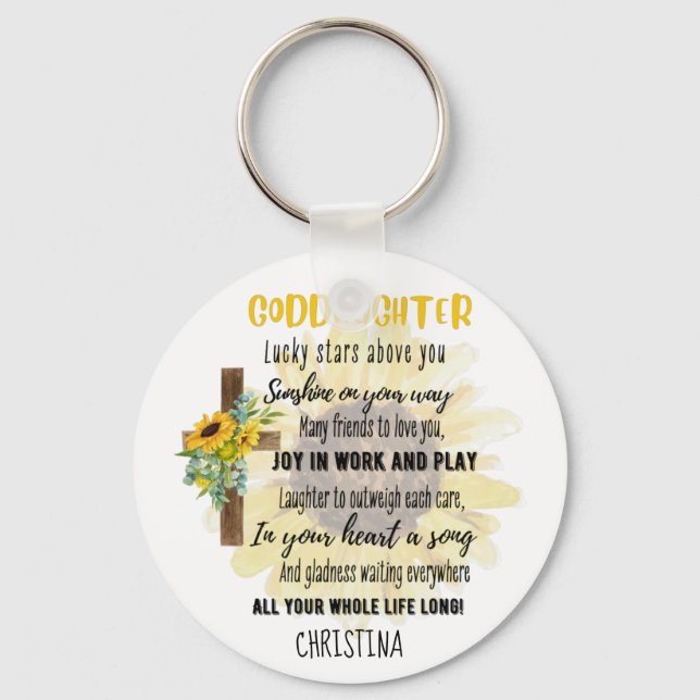 Irish Blessing For GODDAUGHTER - Personalised Gift Key Ring (Front)