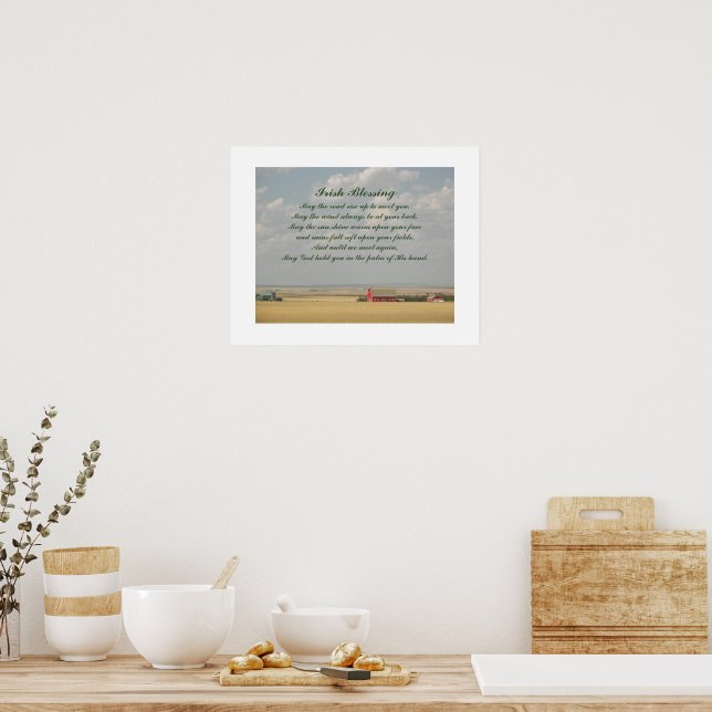 Irish Blessing Golden Wheat Fields Inspirational Poster (Kitchen)