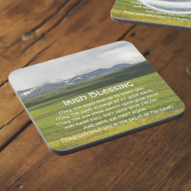 Irish Blessing Green Valley Landscape Coaster (In Situ Angled)