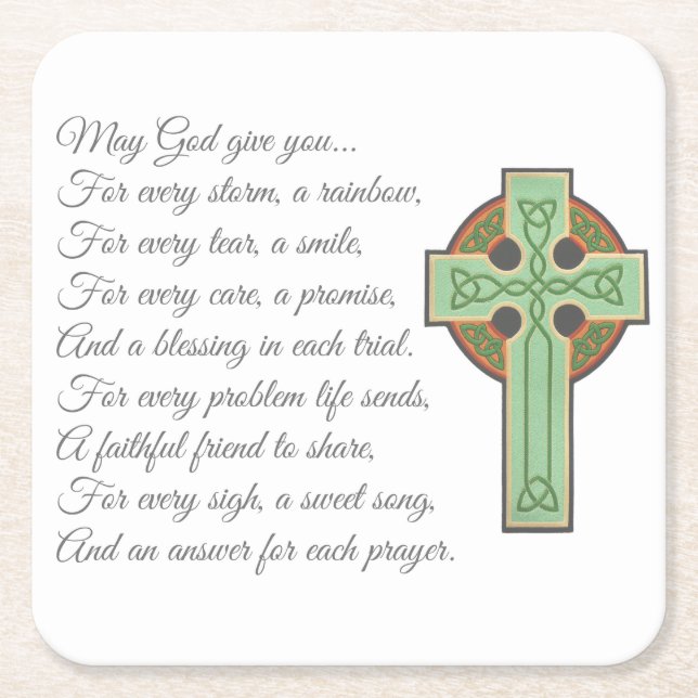 Irish Blessing II Square Paper Coaster (Front)