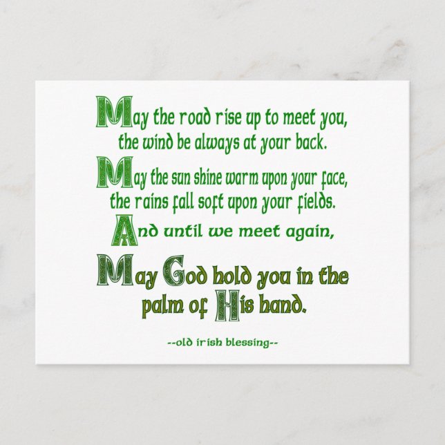 Irish Blessing May the Road Rise to Meet You Postcard (Front)