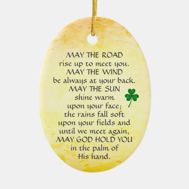 Irish Blessing May the Road Rise Up, Personalized Ceramic Tree Decoration (Front)
