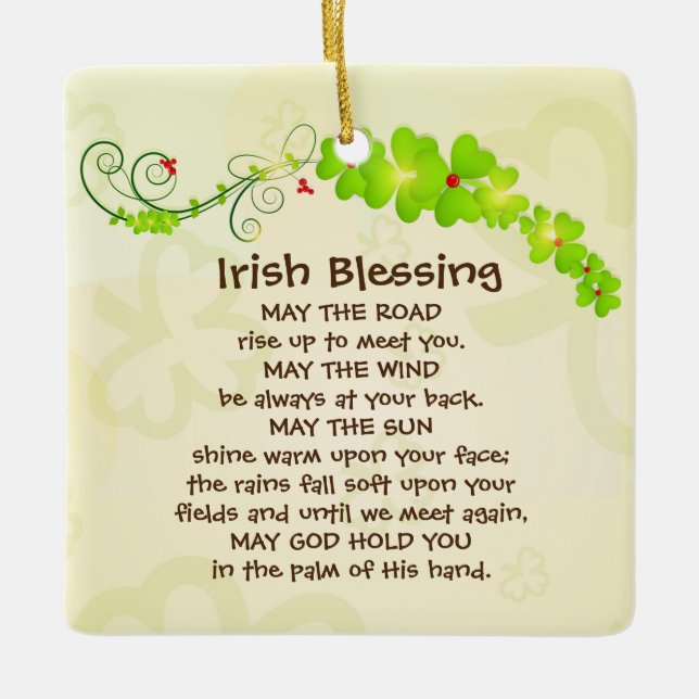 Irish Blessing May the Road Rise Up to Meet You Ceramic Ornament (Front)