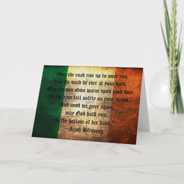 Irish Blessing on Distressed Flag Greeting Card (Front)
