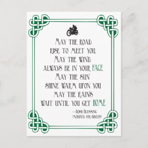 Irish blessing quote for bikers funny motorcycle postcard