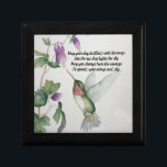 Irish Blessing Quote Hummingbird Inspirational Gift Box<br><div class="desc">Let a beautiful hummingbird garden watercolor painting inspire your day on a keepsake box. The ruby-throated hummingbird and garden flower design was created with stylish colours of teal green, pink and grey. The motivational Irish Blessing quote sends a message of courage and faith. The useful box is a meaningful keepsake...</div>