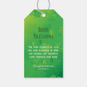 Irish Blessing Shamrock Green Gift Tags