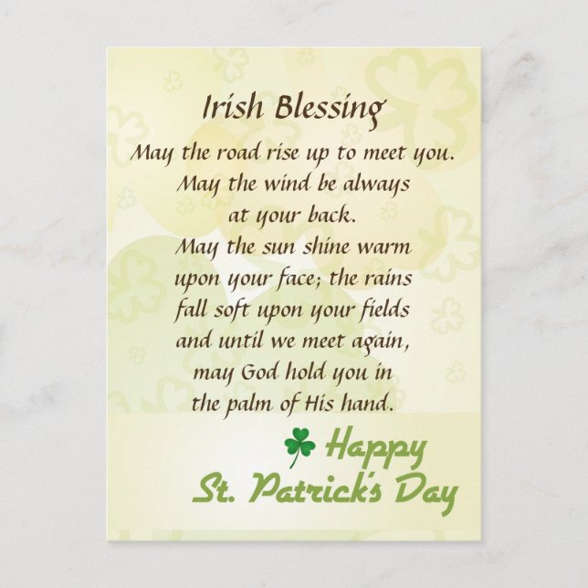 Irish Blessing St. Patrick's Day Custom Postcard (Front)