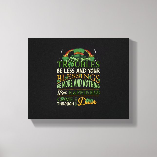 Irish Blessing St Patricks Day Leprechaun Rainbow  Canvas Print (Front)