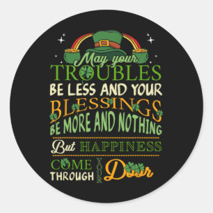 Irish Blessing St Patricks Day Leprechaun Rainbow Classic Round Sticker