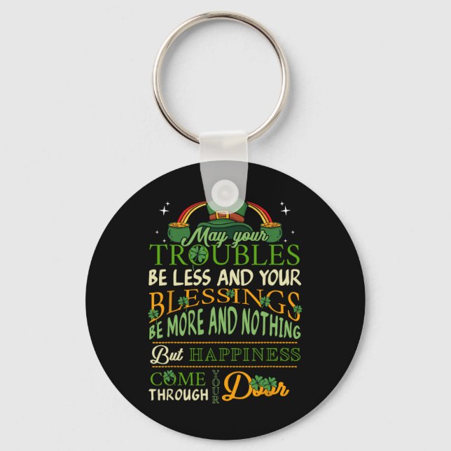 Irish Blessing St Patricks Day Leprechaun Rainbow  Key Ring (Front)