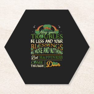 Irish Blessing St Patricks Day Leprechaun Rainbow Paper Coaster