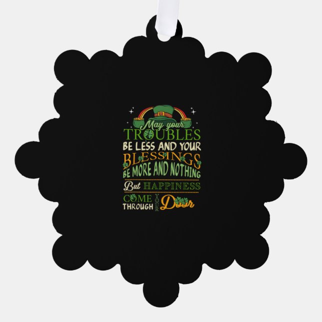 Irish Blessing St Patricks Day Leprechaun Rainbow  Tree Decoration Card (Front)