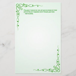 Irish Blessing St Patrick's Green Celtic Braids #4 Stationery