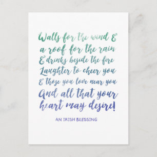 Irish Blessing Watercolor Typography Postcard
