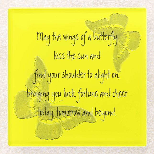Irish Blessing: Wings of a Butterfly Glass Coaster (Front)