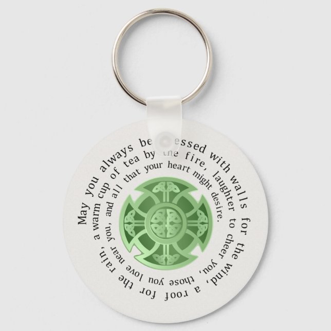 Irish Blessing with Celtic Cross Key Ring (Front)
