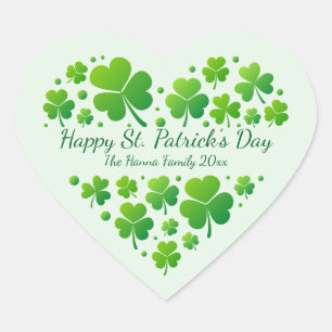 Irish blessings and shamrocks are symbols of luck heart sticker