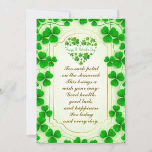 Irish blessings and shamrocks are symbols of luck holiday card