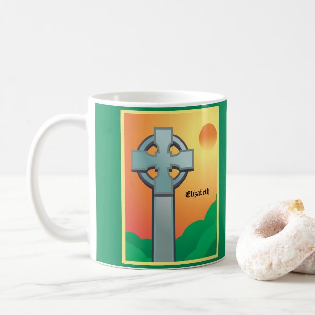 Irish Blessings Cross Personalised Coffee Mug (With Donut)