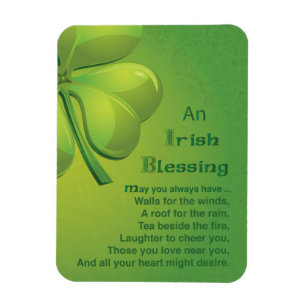 Irish Blessings Green Shamrock, Celtic Magnet