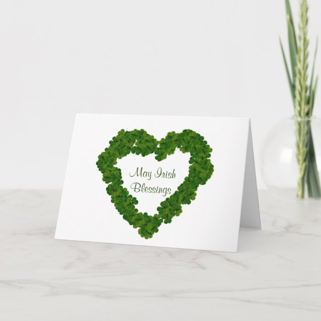 Irish Blessings Shamrock Heart Card (Front)