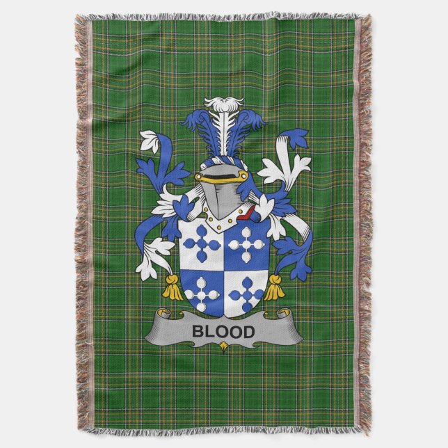  Irish Blood Coat of Arms Family Crest Ireland Throw Blanket (Front Vertical)