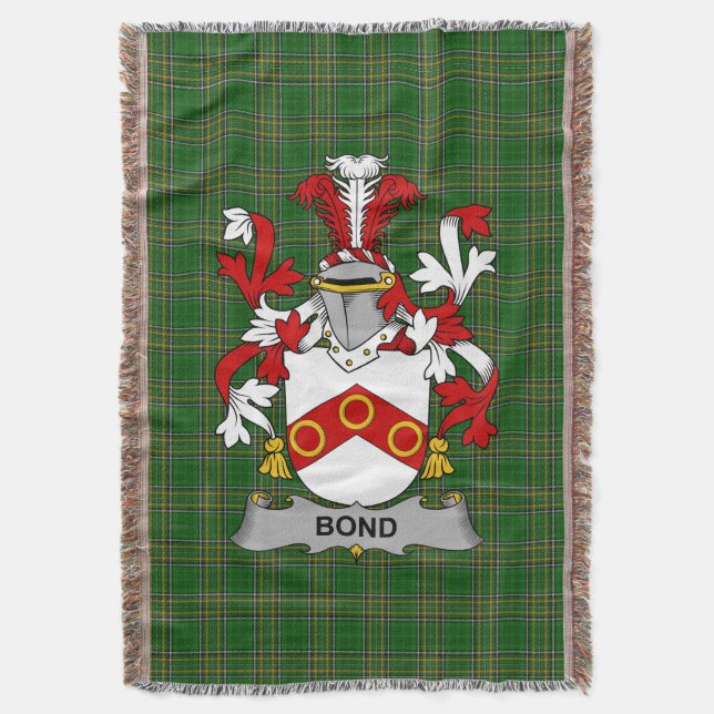  Irish Bond Coat of Arms Family Crest Ireland Throw Blanket (Front Vertical)