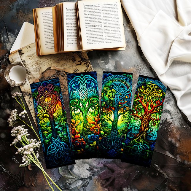 Irish Bookmarks, Celtic Tree of Life Bookmarks s1 (colorful tree of life bookmrks)