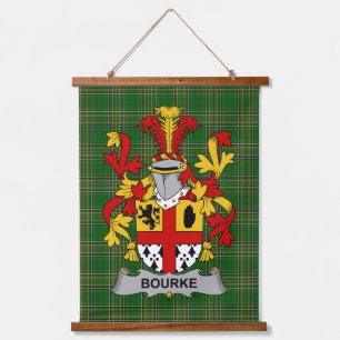 Irish Bourke Coat of Arms Family Crest Hanging Tapestry