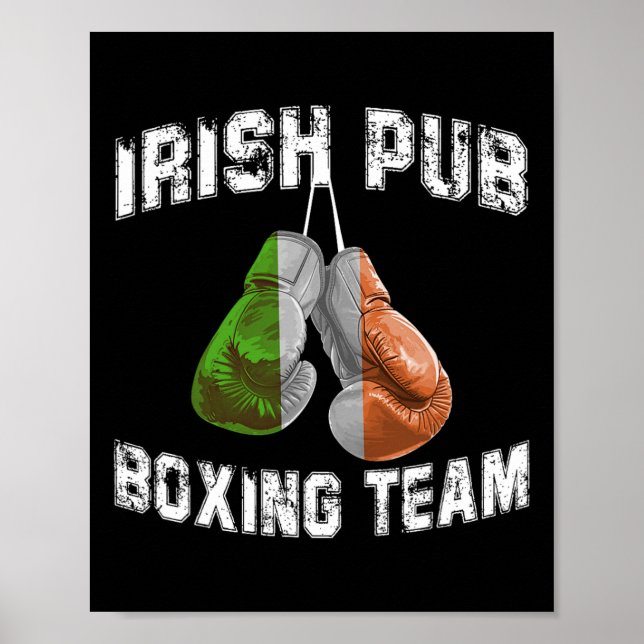Irish Boxing Funny Ireland Flag - Irish Pub  Poster (Front)