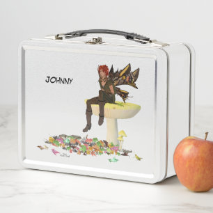 Irish Boy Fairy On Mushroom Metal Lunchbox