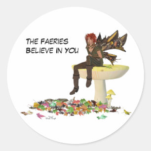 Irish Boy Fairy On Mushroom Stickers