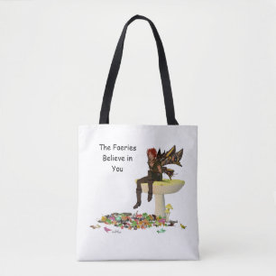 Irish Boy Fairy On Mushroom Tote Bag