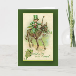 Irish Boy on Donkey St. Patrick's Day Cards